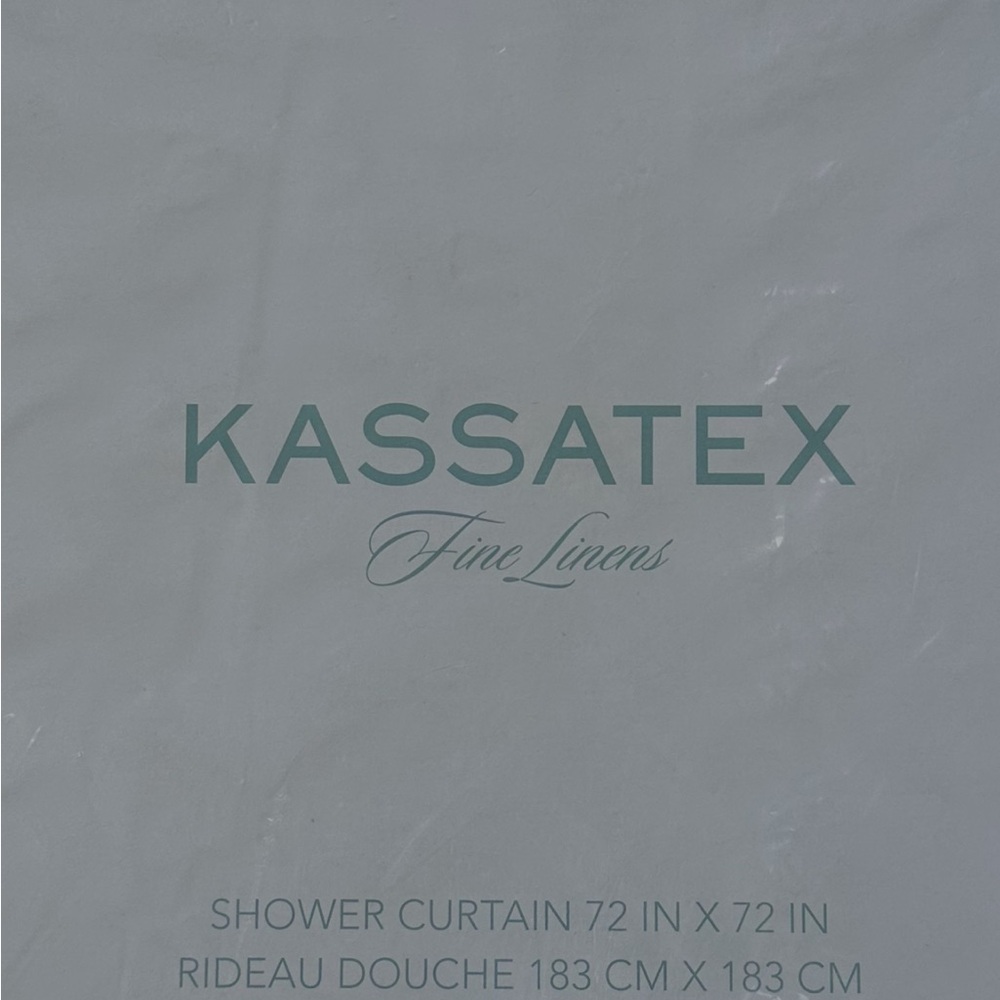 Kassatex Fine Linen Paisley Shower Curtain - Blue Grey